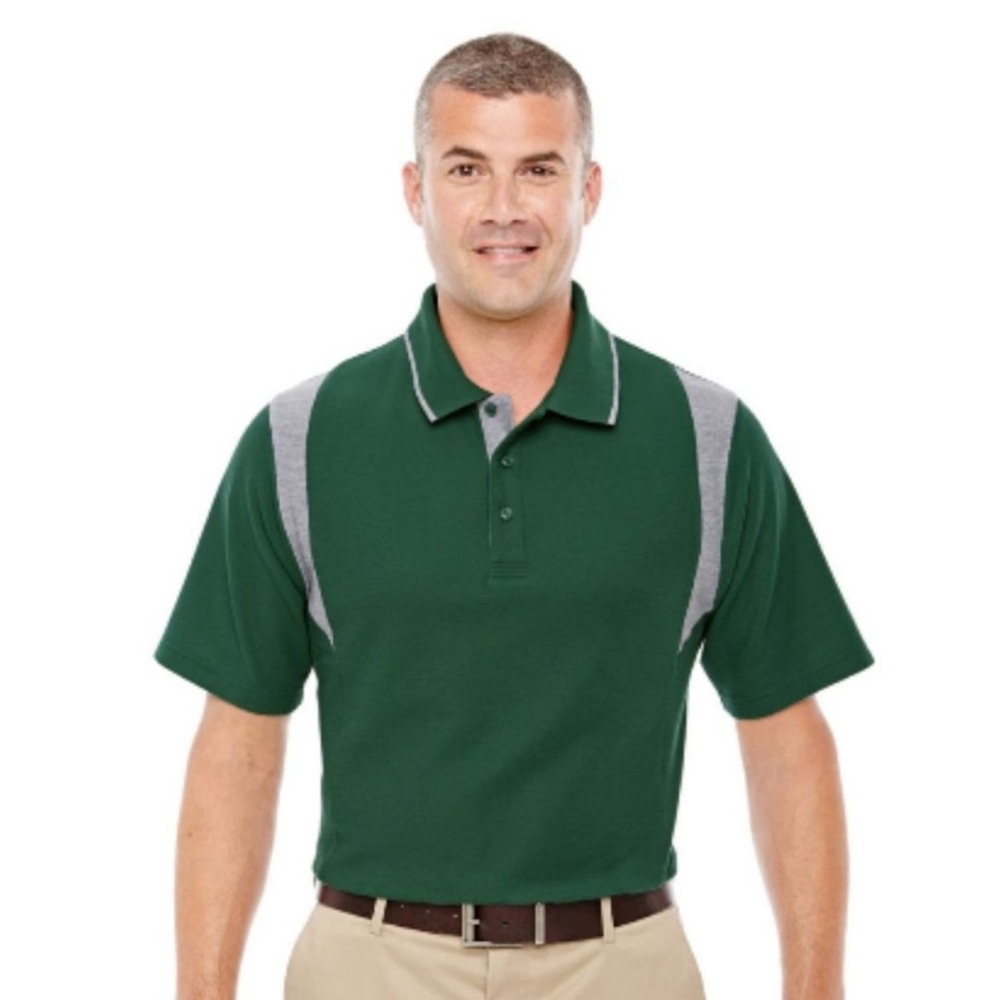 Devon & Jones 100% Combed Cotton Polo in Forest/Grey Heather